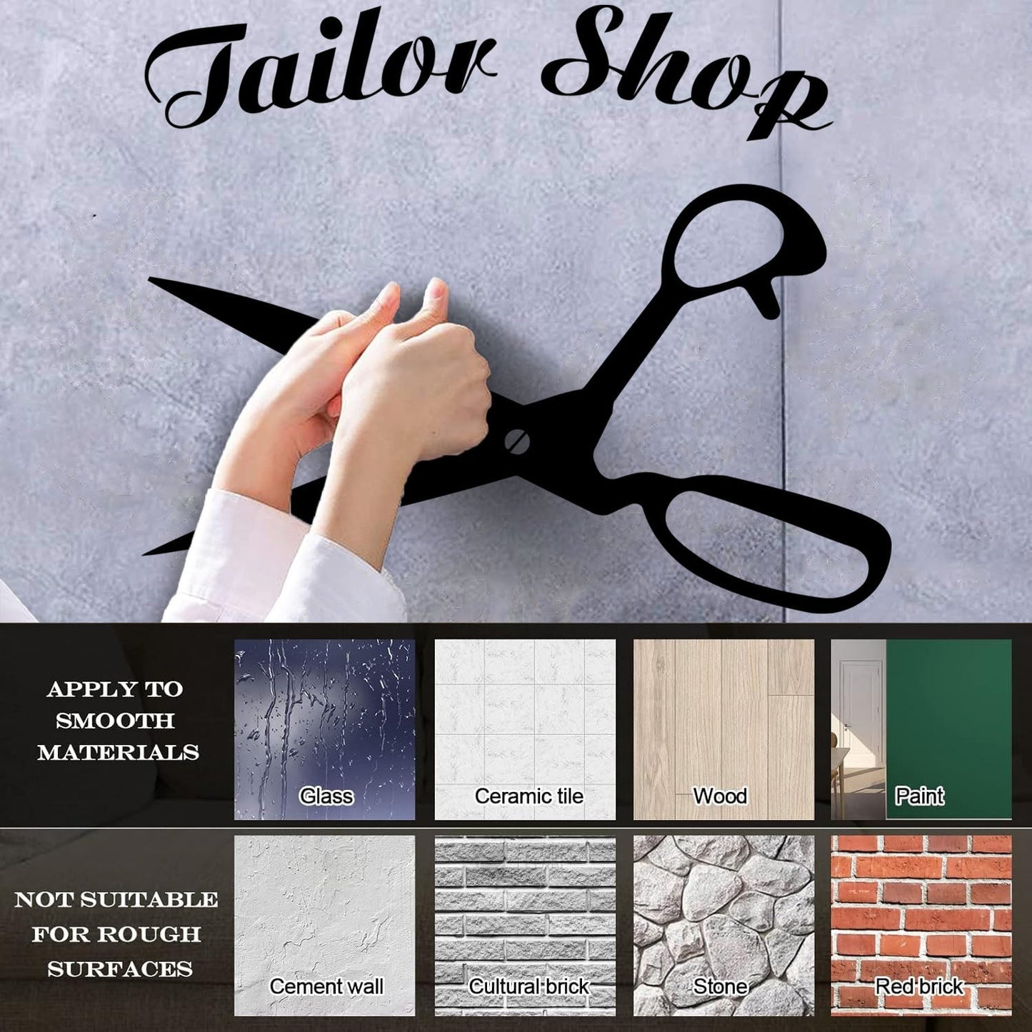Atelier Scissors Tailor Shop Clothing Designer Mural And Wall Vinyl Decal It Won'T Fall Off