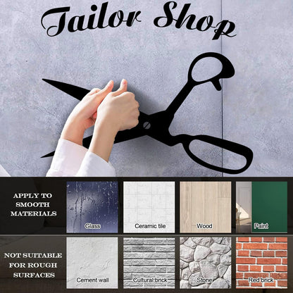 Atelier Scissors Tailor Shop Clothing Designer Mural And Wall Vinyl Decal It Won'T Fall Off