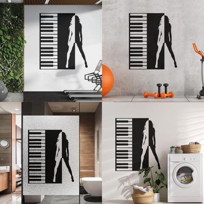 Wall Stickers Beautiful Girl Figure Piano Music Wall Beautification