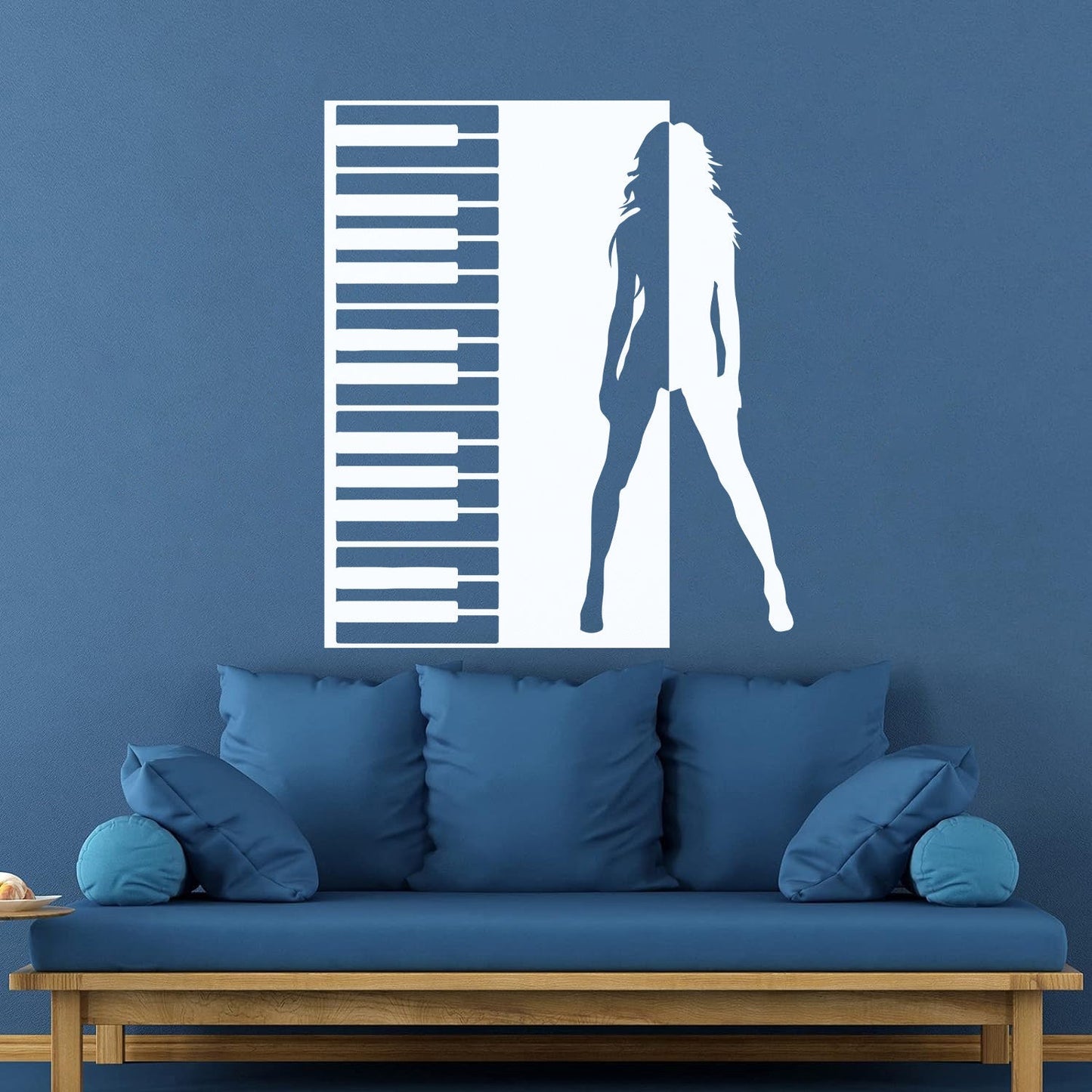 Wall Stickers Beautiful Girl Figure Piano Music Wall Beautification
