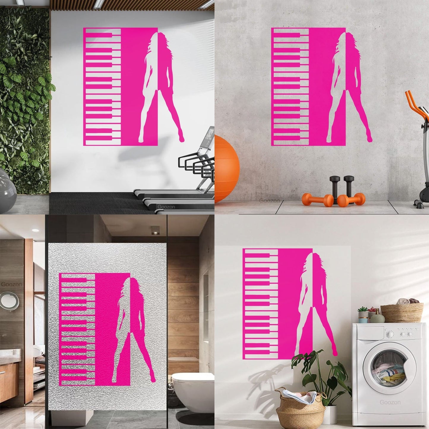 Wall Stickers Beautiful Girl Figure Piano Music Wall Beautification
