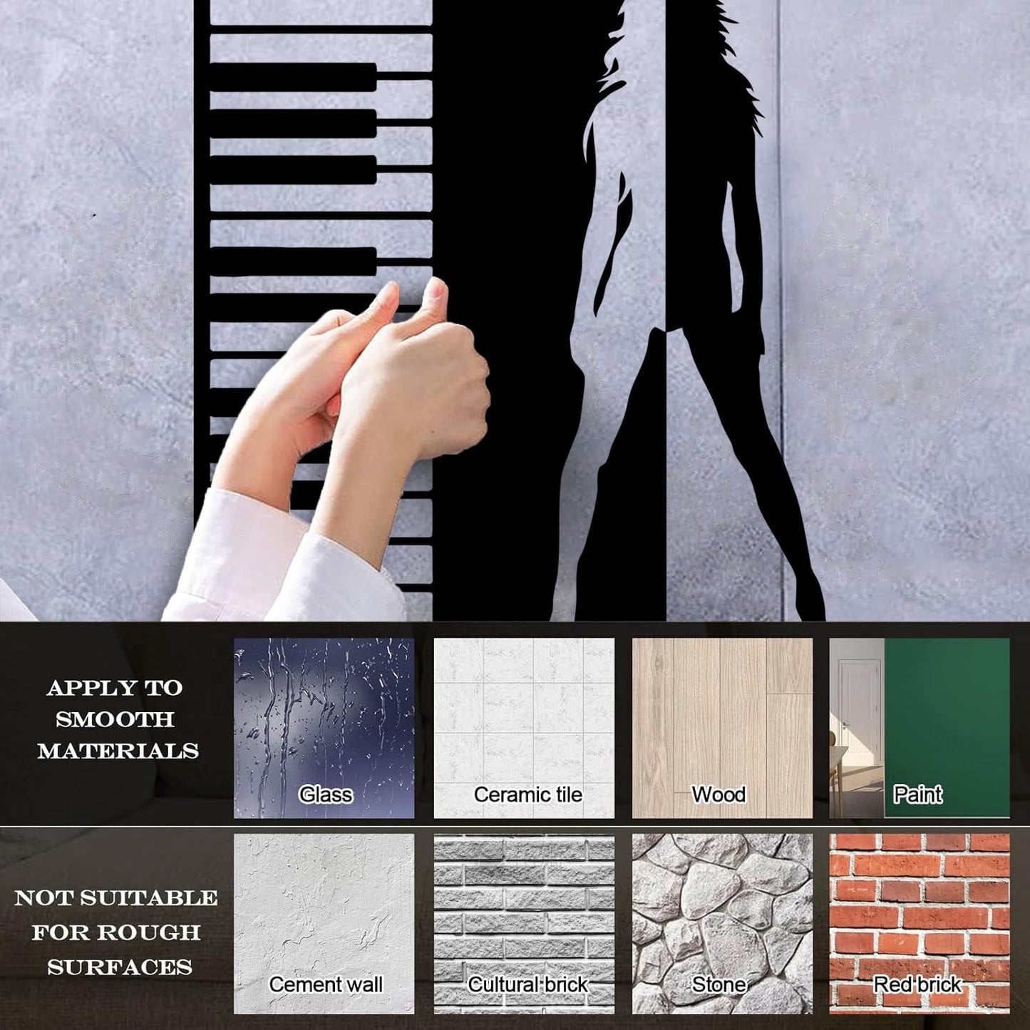 Wall Stickers Beautiful Girl Figure Piano Music Wall Beautification