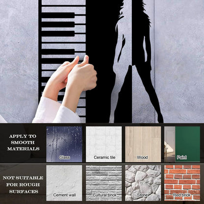 Wall Stickers Beautiful Girl Figure Piano Music Wall Beautification