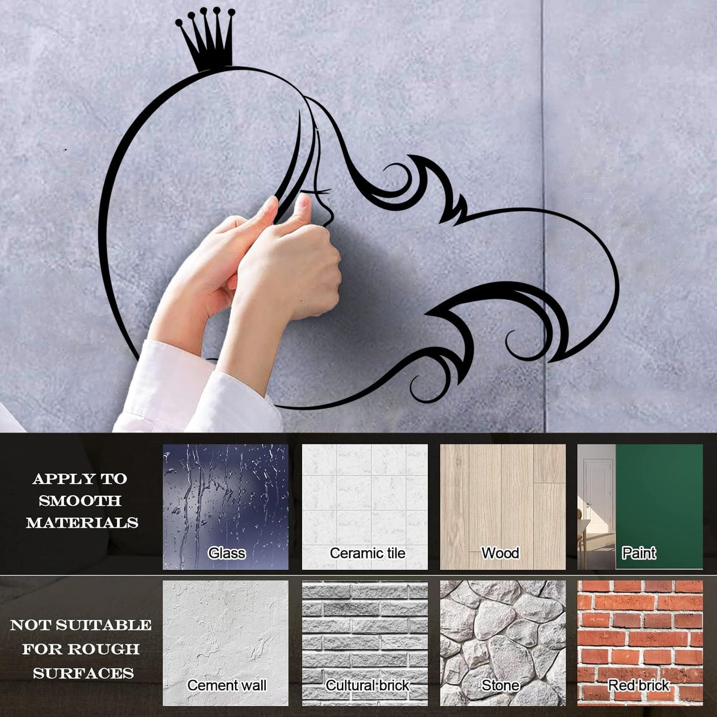 Beauty Princess Crown Girl Wall Stickers Paster Paper Multiple Size Options