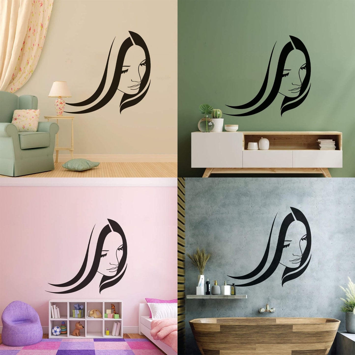 Wall Stickers Beauty Salon Woman Girl Hair Stylist Spa Personalized Customization
