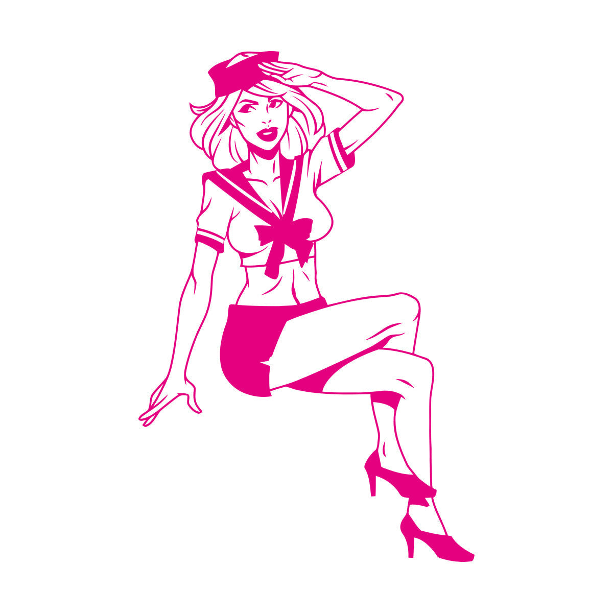 Engraving Stickers Beauty Appeal Girl Pin Up Sailor Marine Style Wall Beautification