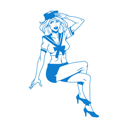 Engraving Stickers Beauty Appeal Girl Pin Up Sailor Marine Style Wall Beautification
