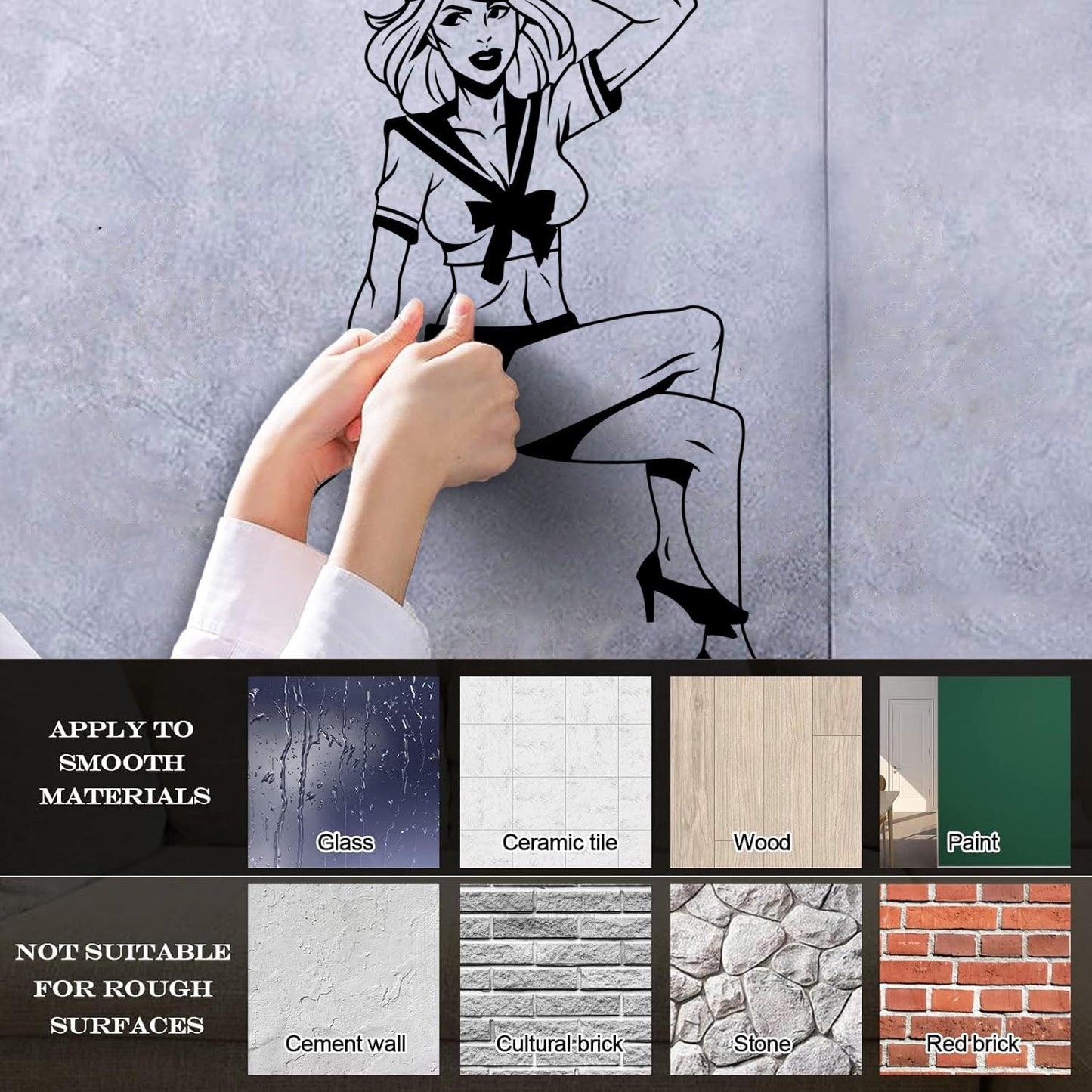 Engraving Stickers Beauty Appeal Girl Pin Up Sailor Marine Style Wall Beautification