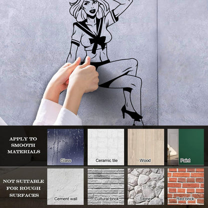 Engraving Stickers Beauty Appeal Girl Pin Up Sailor Marine Style Wall Beautification