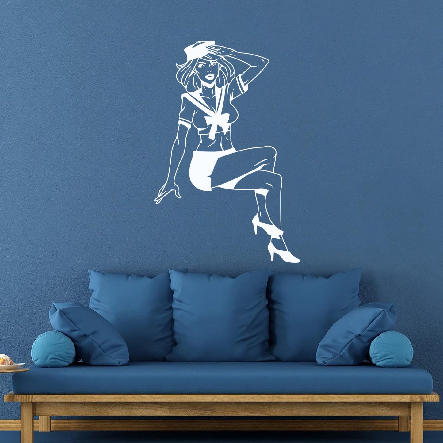 Engraving Stickers Beauty Appeal Girl Pin Up Sailor Marine Style Wall Beautification