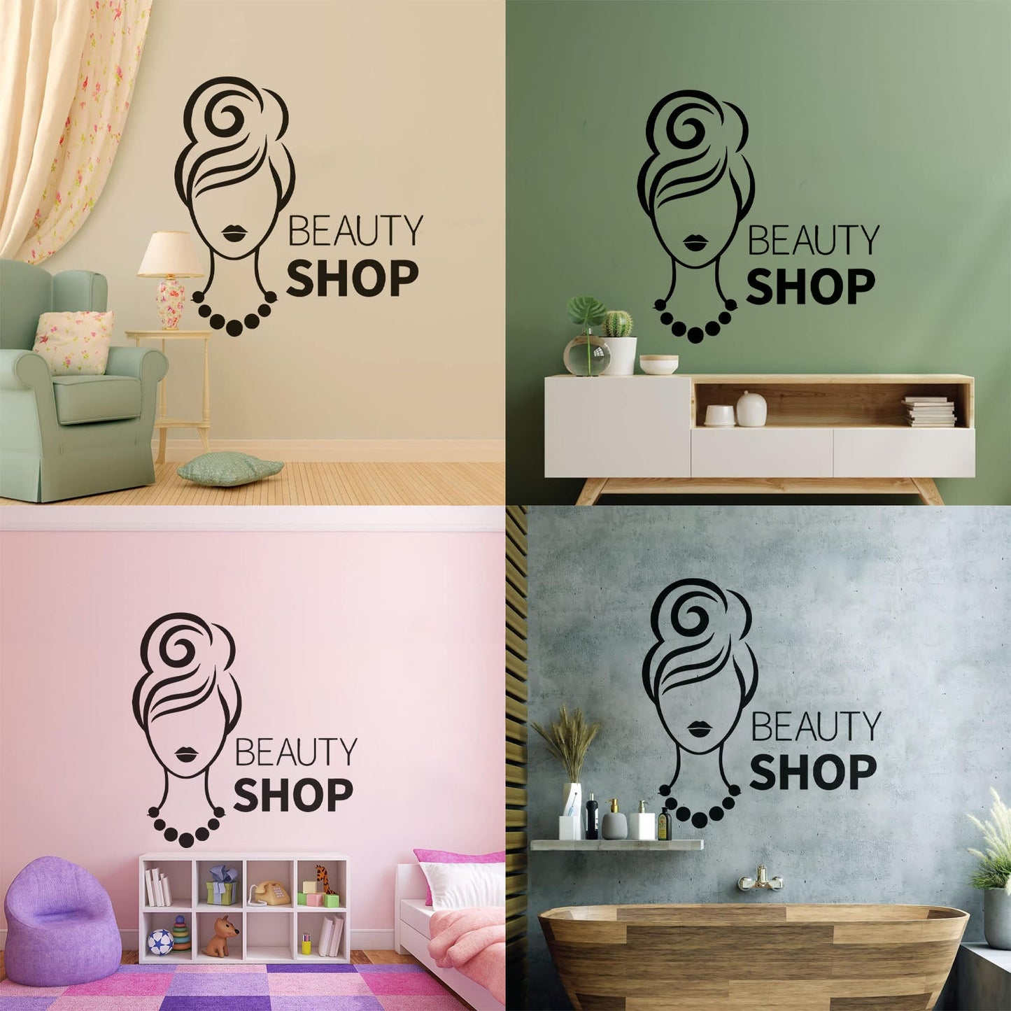 Beauty Shop Woman Fashion Girl Lettering Decals Car Body Decoration