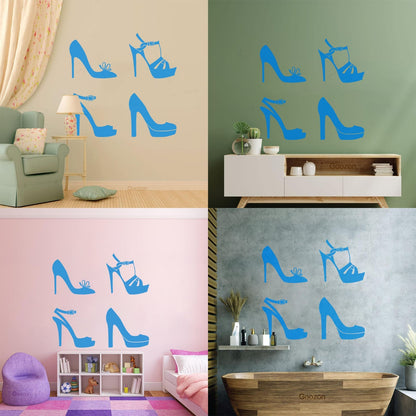 Wall Decals Pvc Beauty Slipper Girl Fashion Shoe Store Shopping Window Decals