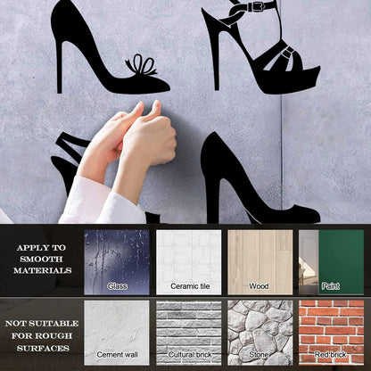 Wall Decals Pvc Beauty Slipper Girl Fashion Shoe Store Shopping Window Decals