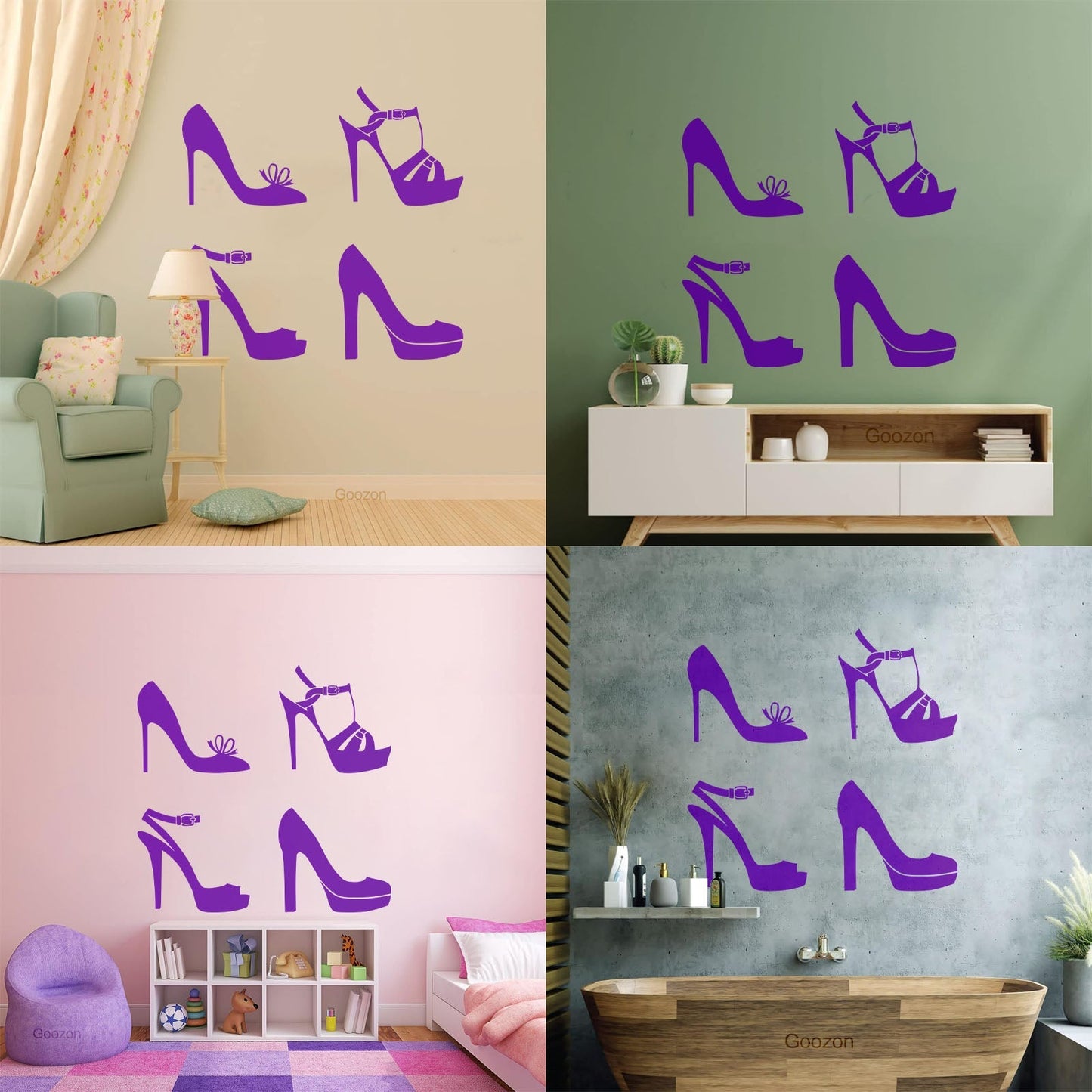 Wall Decals Pvc Beauty Slipper Girl Fashion Shoe Store Shopping Window Decals
