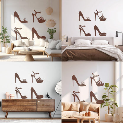 Wall Decals Pvc Beauty Slipper Girl Fashion Shoe Store Shopping Window Decals