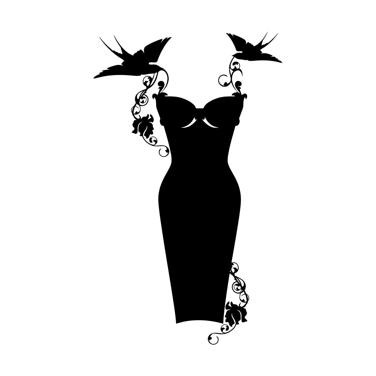 Wall Decals Paster Paper Black Dress Shop Fashion Clothes Shopping Store Decoration