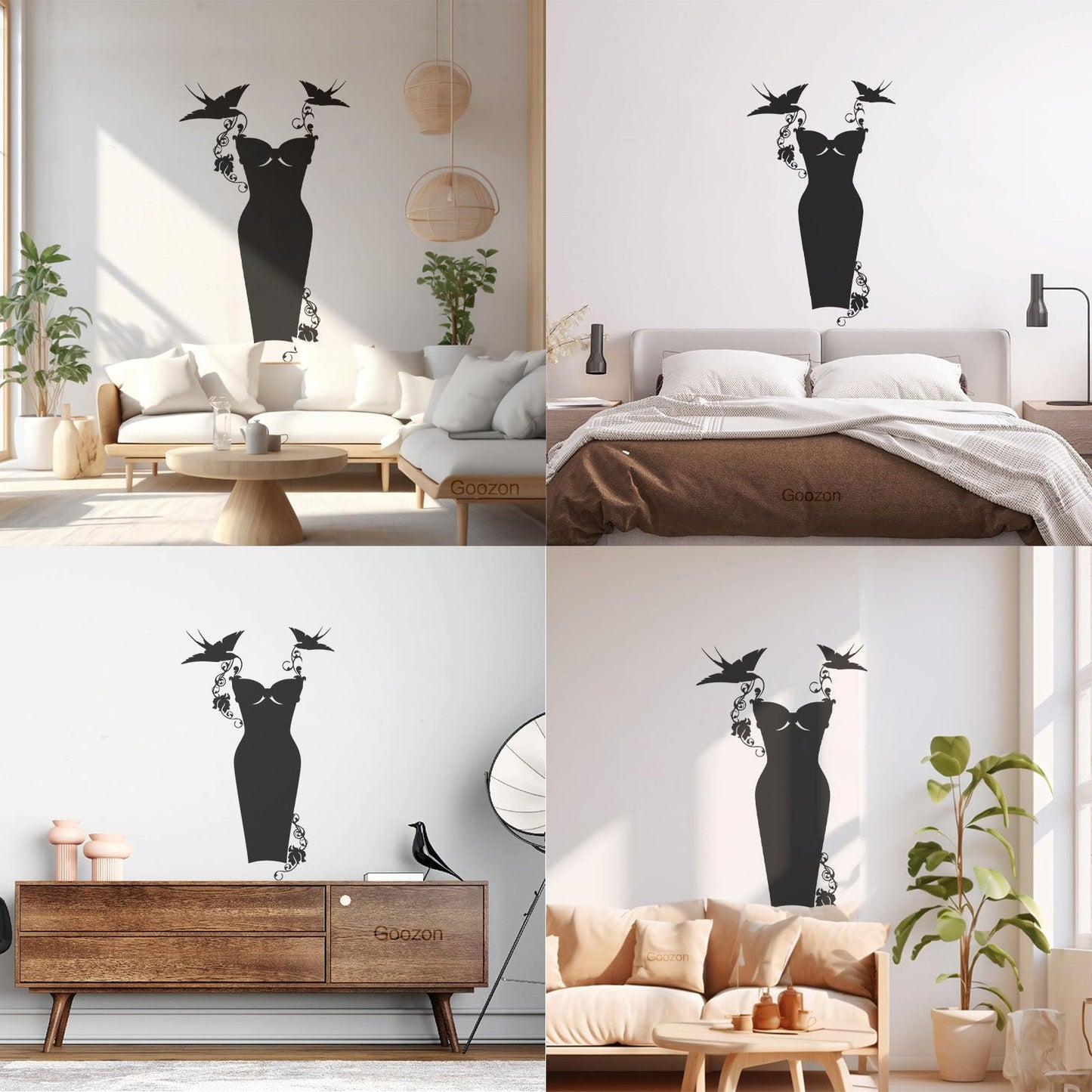 Wall Decals Paster Paper Black Dress Shop Fashion Clothes Shopping Store Decoration