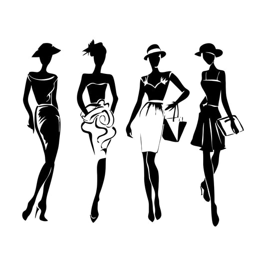 Mural And Wall Vinyl Decal Elegant Girls Fashion Store Lady Dress Beauty Vogue Multi Color Selection
