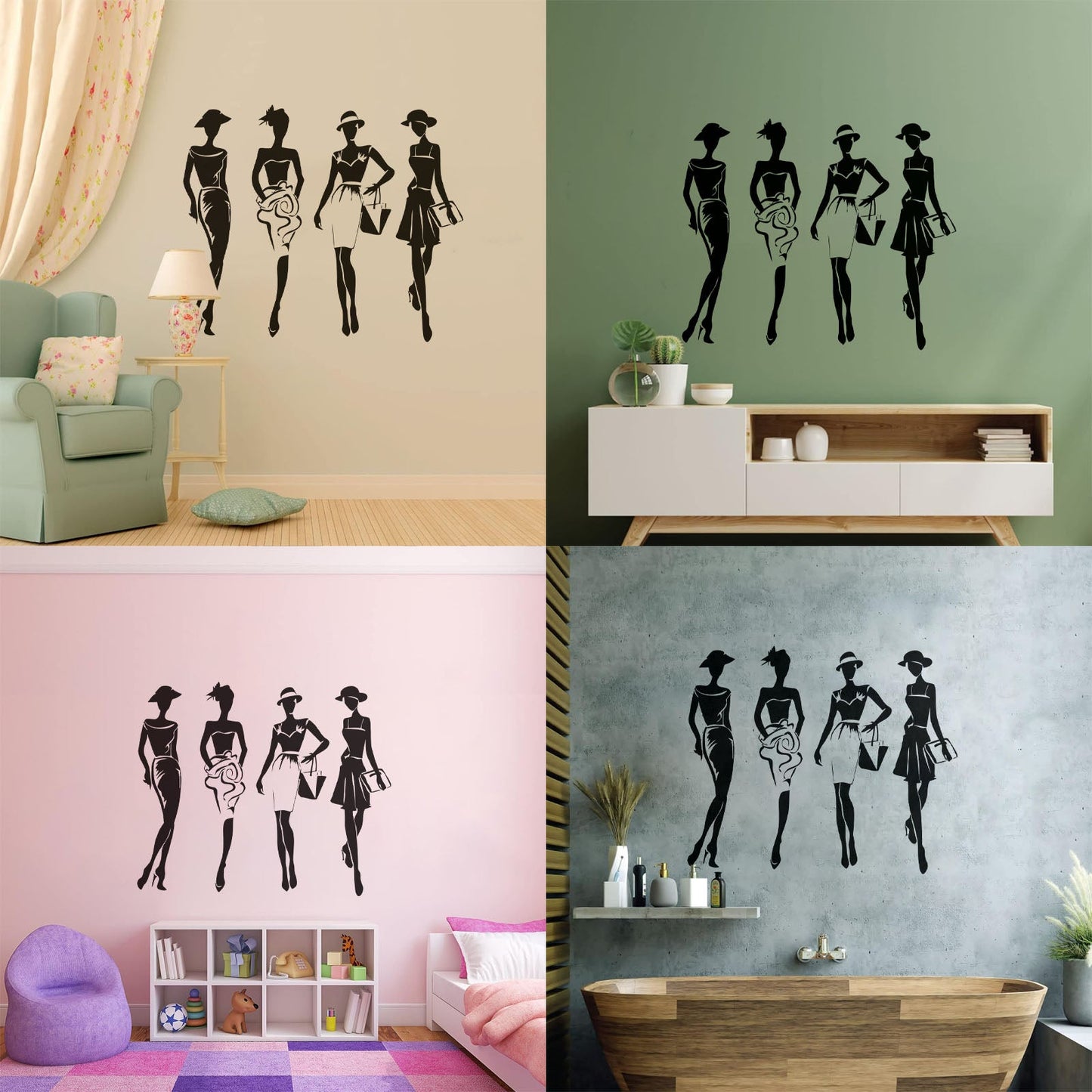 Mural And Wall Vinyl Decal Elegant Girls Fashion Store Lady Dress Beauty Vogue Multi Color Selection