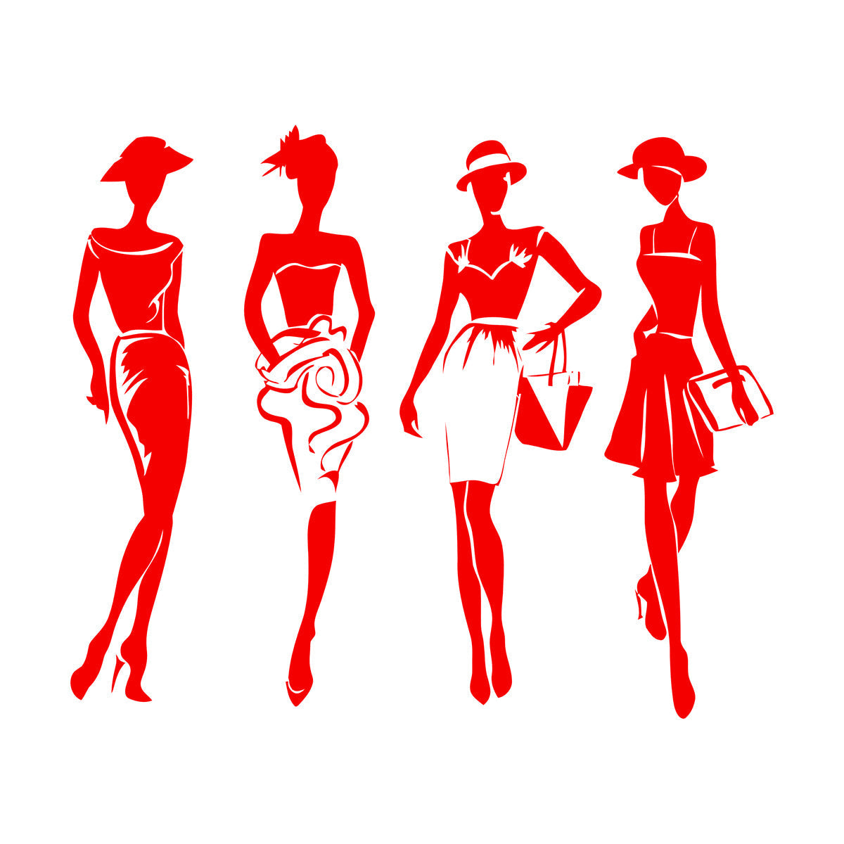 Mural And Wall Vinyl Decal Elegant Girls Fashion Store Lady Dress Beauty Vogue Multi Color Selection