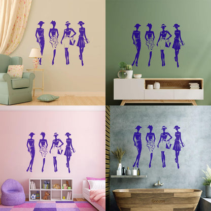 Mural And Wall Vinyl Decal Elegant Girls Fashion Store Lady Dress Beauty Vogue Multi Color Selection