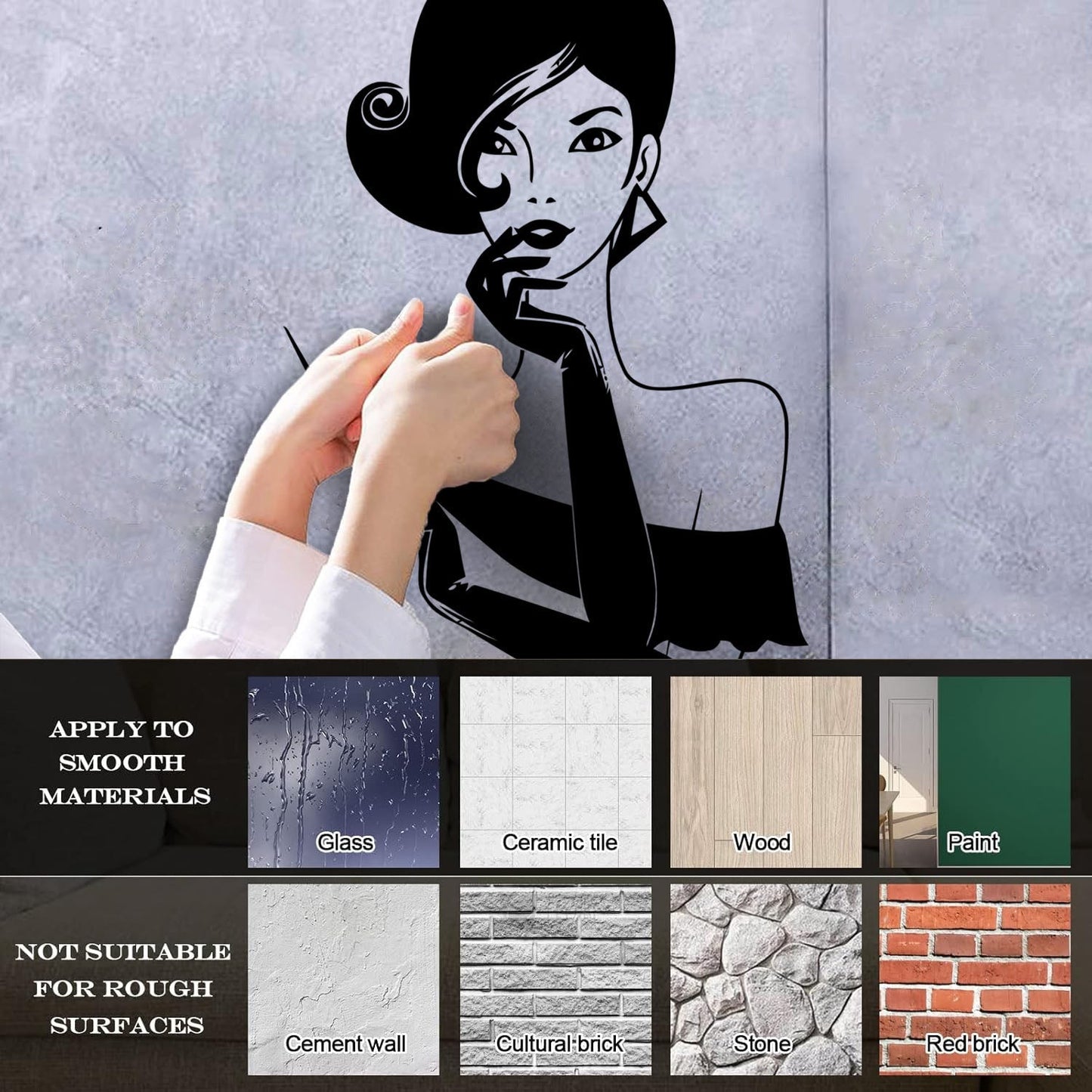 Elegant Lady Retro Woman Female Face Wall Vinyl Sticker Decor Easy Installation