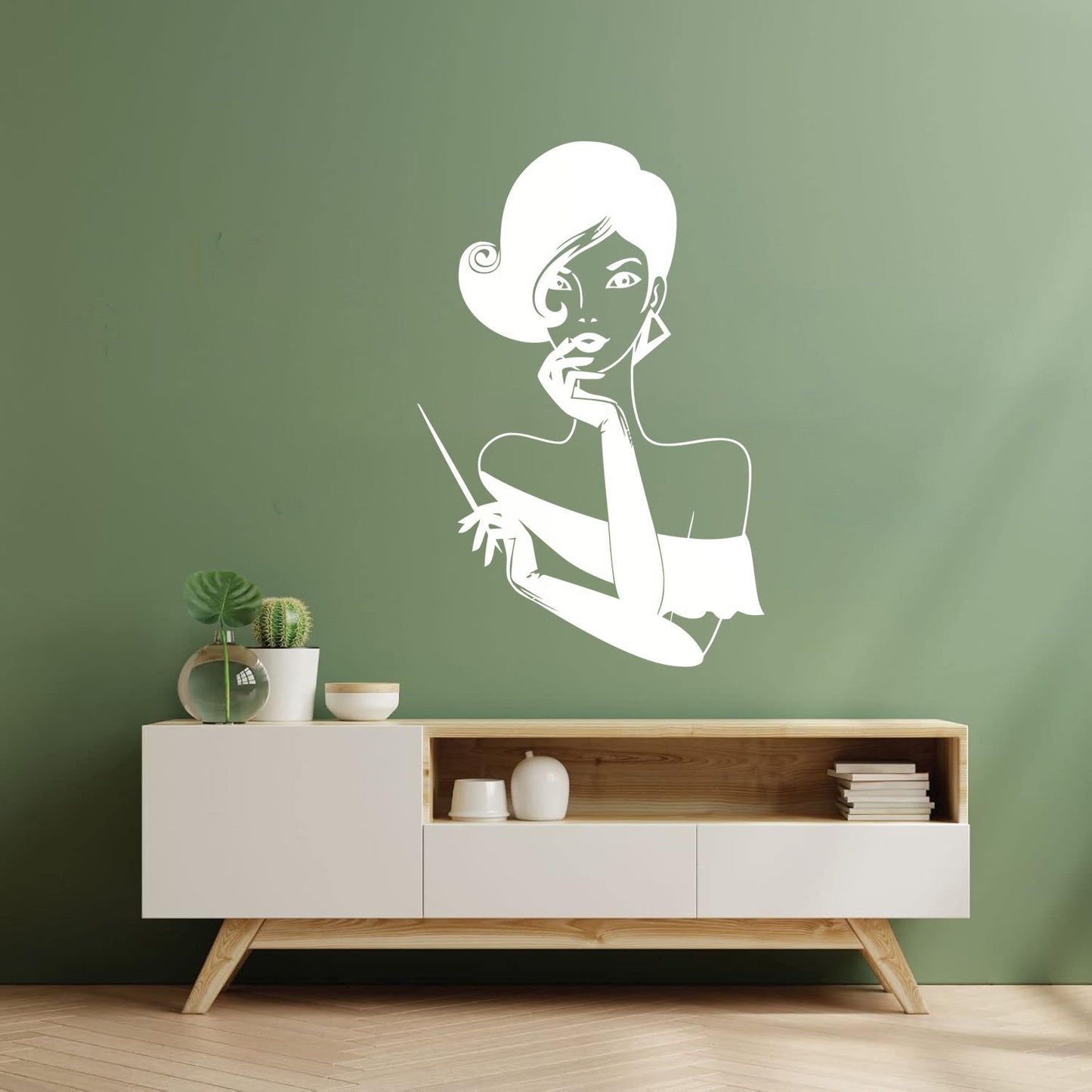 Elegant Lady Retro Woman Female Face Wall Vinyl Sticker Decor Easy Installation