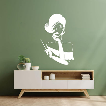Elegant Lady Retro Woman Female Face Wall Vinyl Sticker Decor Easy Installation
