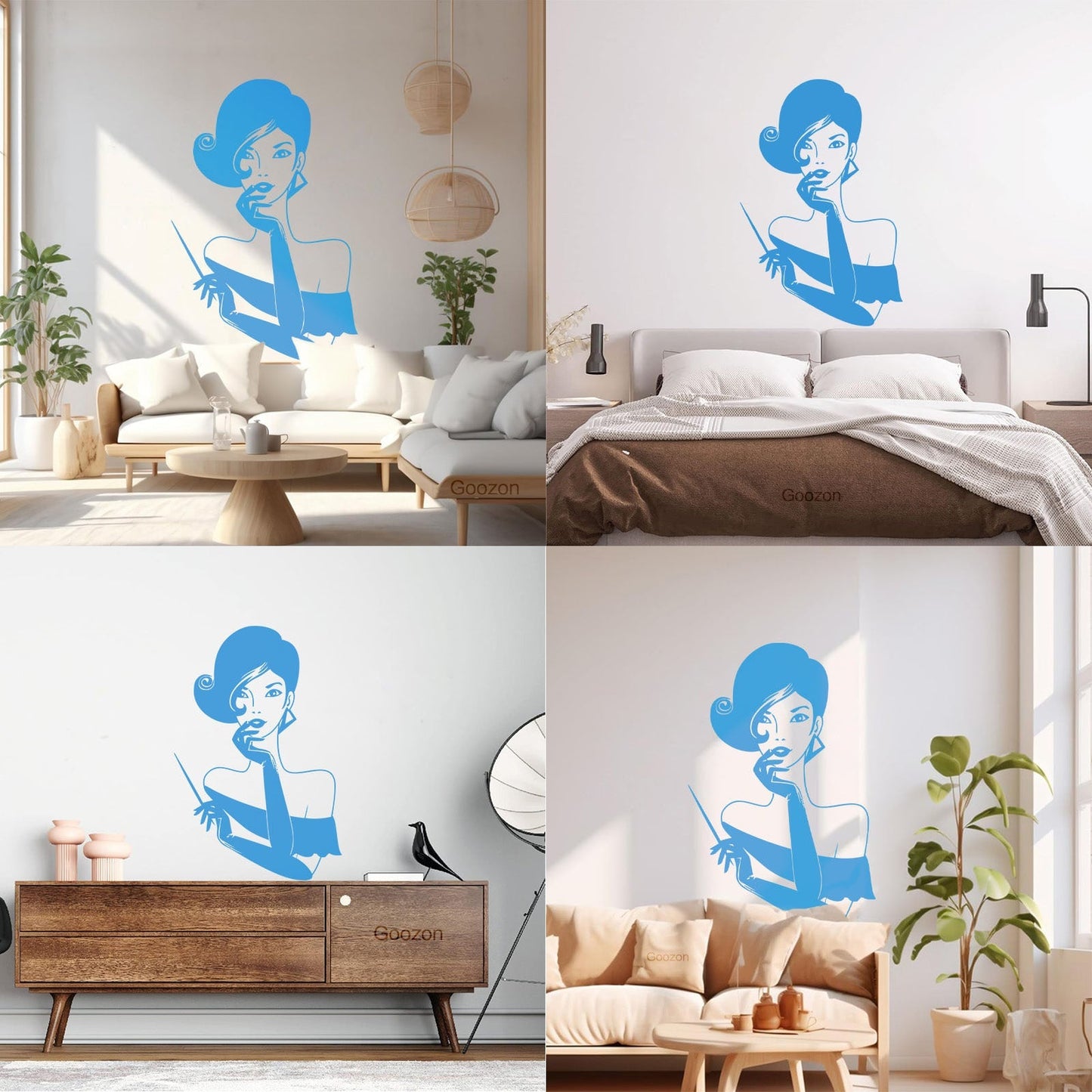Elegant Lady Retro Woman Female Face Wall Vinyl Sticker Decor Easy Installation