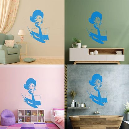 Elegant Lady Retro Woman Female Face Wall Vinyl Sticker Decor Easy Installation