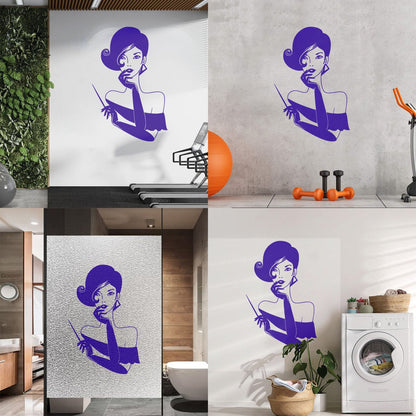Elegant Lady Retro Woman Female Face Wall Vinyl Sticker Decor Easy Installation
