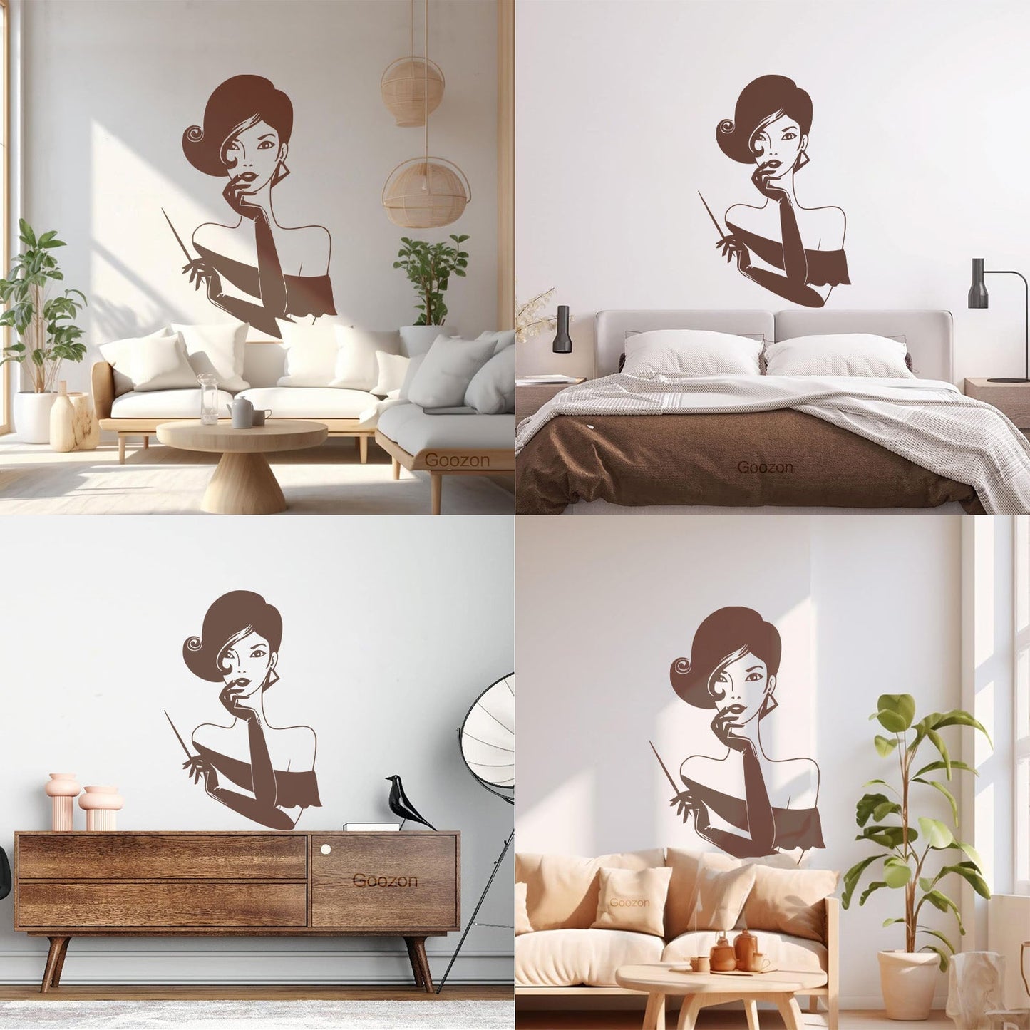 Elegant Lady Retro Woman Female Face Wall Vinyl Sticker Decor Easy Installation