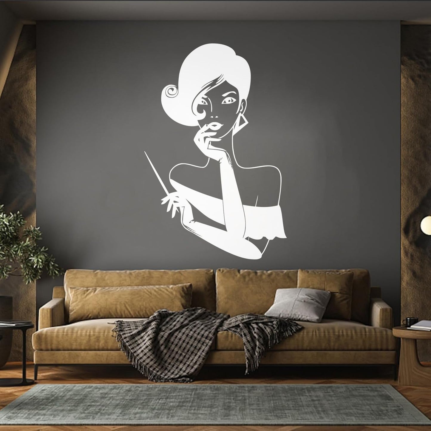 Elegant Lady Retro Woman Female Face Wall Vinyl Sticker Decor Easy Installation