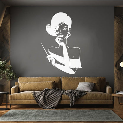 Elegant Lady Retro Woman Female Face Wall Vinyl Sticker Decor Easy Installation