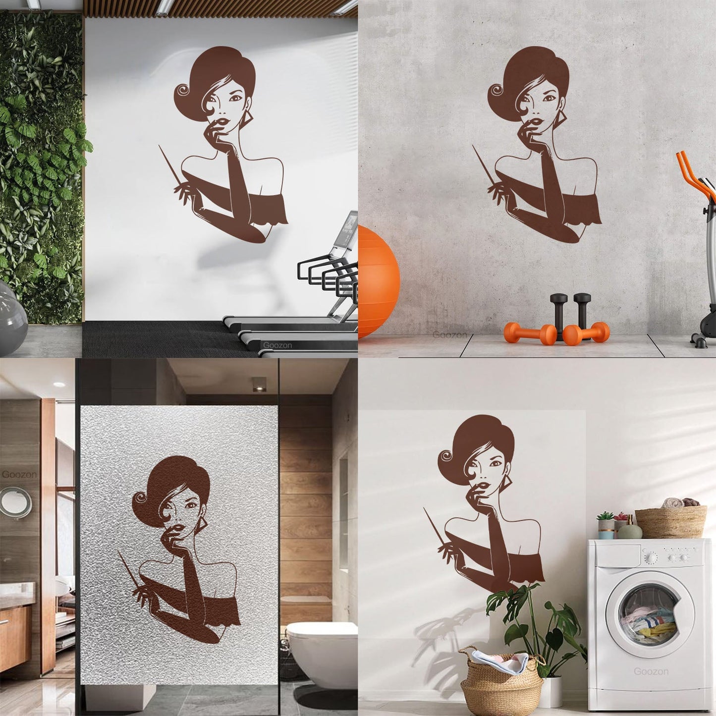 Elegant Lady Retro Woman Female Face Wall Vinyl Sticker Decor Easy Installation