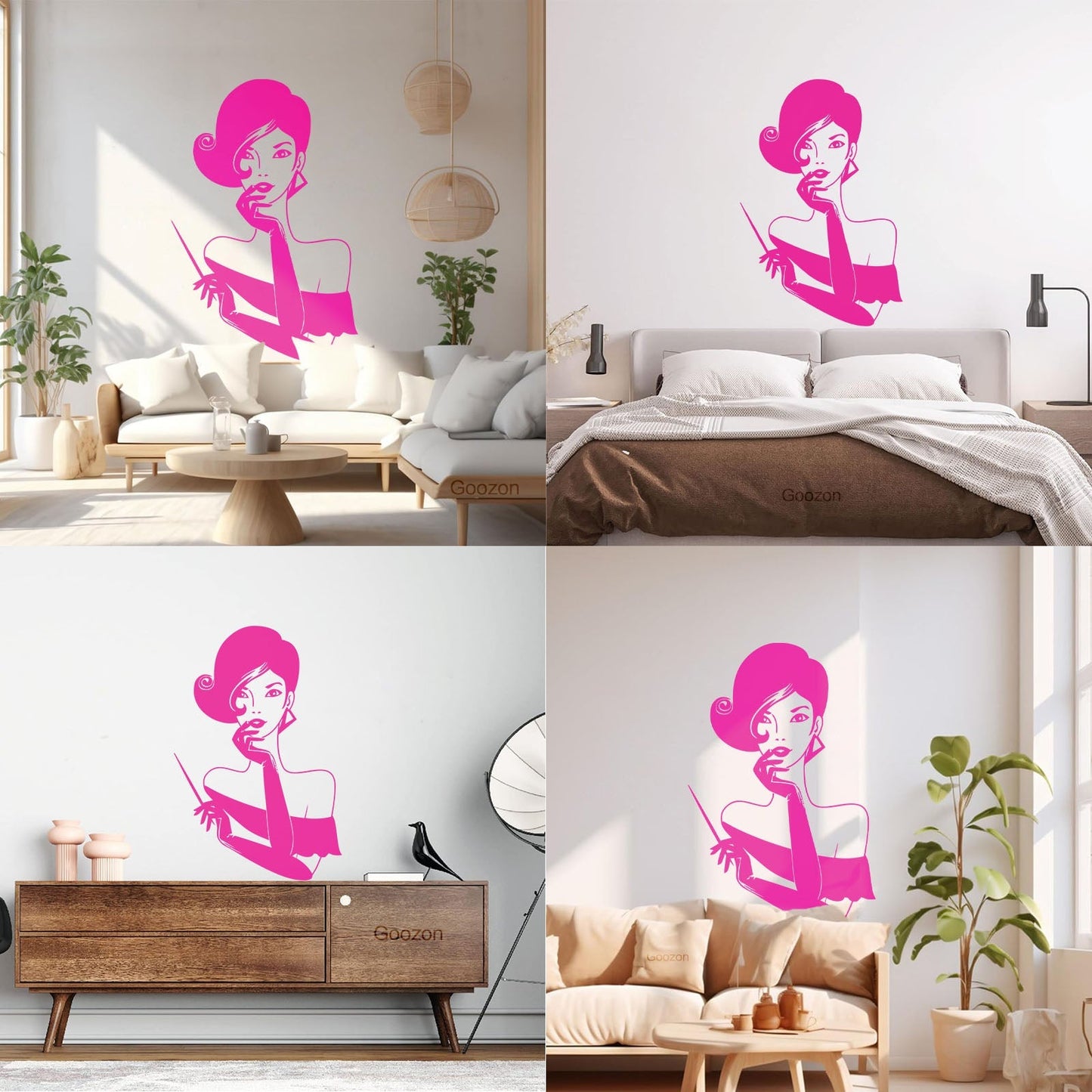 Elegant Lady Retro Woman Female Face Wall Vinyl Sticker Decor Easy Installation