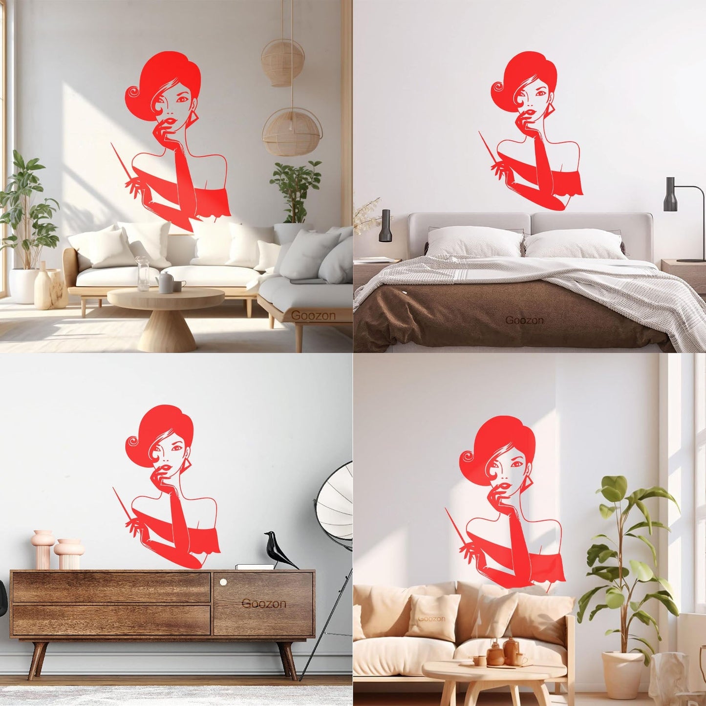 Elegant Lady Retro Woman Female Face Wall Vinyl Sticker Decor Easy Installation