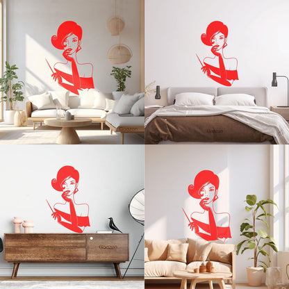 Elegant Lady Retro Woman Female Face Wall Vinyl Sticker Decor Easy Installation