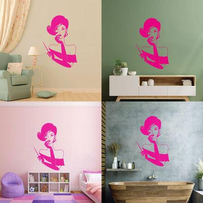 Elegant Lady Retro Woman Female Face Wall Vinyl Sticker Decor Easy Installation
