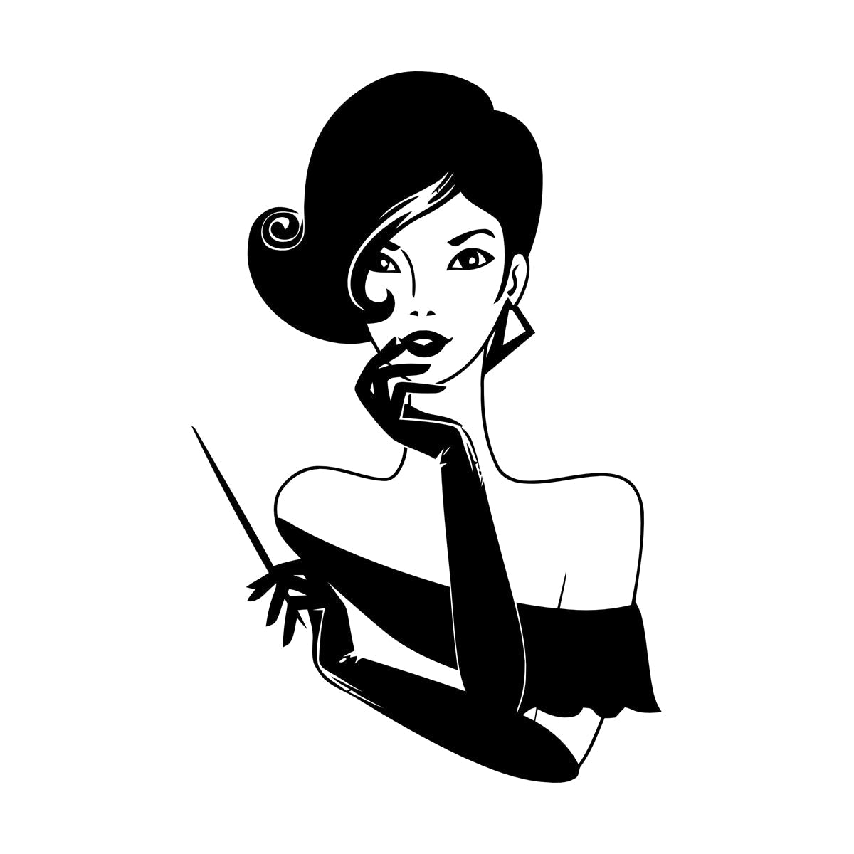 Elegant Lady Retro Woman Female Face Wall Vinyl Sticker Decor Easy Installation