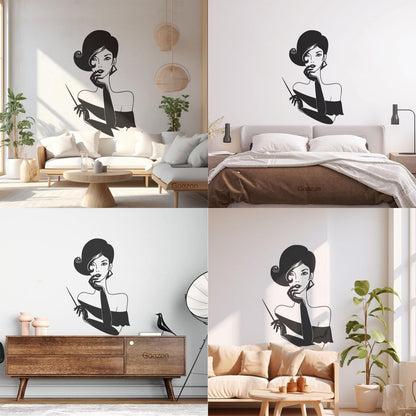 Elegant Lady Retro Woman Female Face Wall Vinyl Sticker Decor Easy Installation