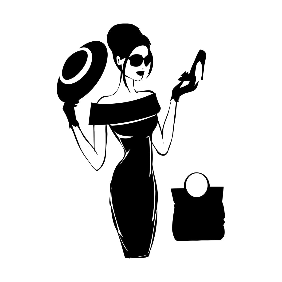 Fine Carving Stickers Elegant Woman Dress Fashion Lady Dress Art Mural Painting