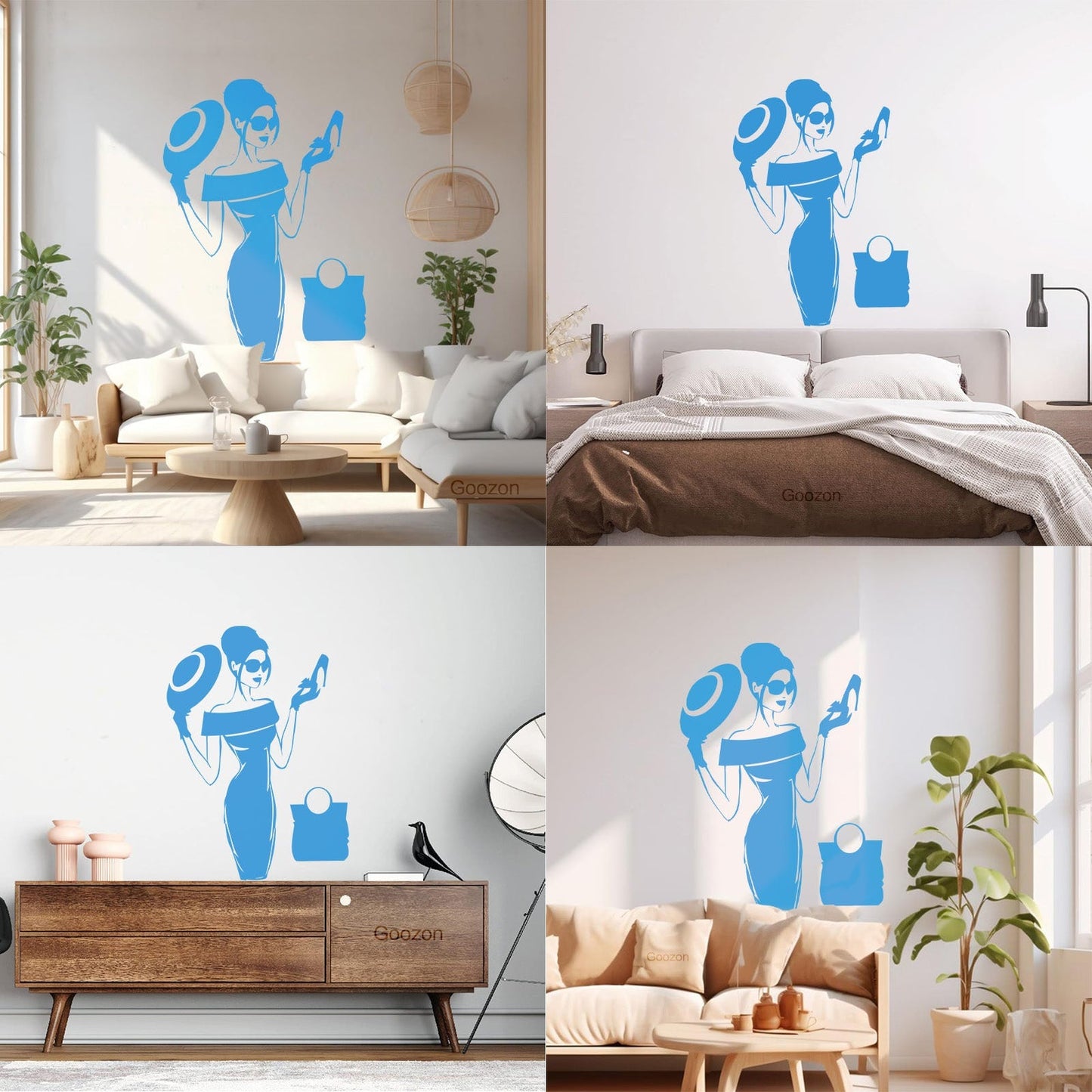 Fine Carving Stickers Elegant Woman Dress Fashion Lady Dress Art Mural Painting