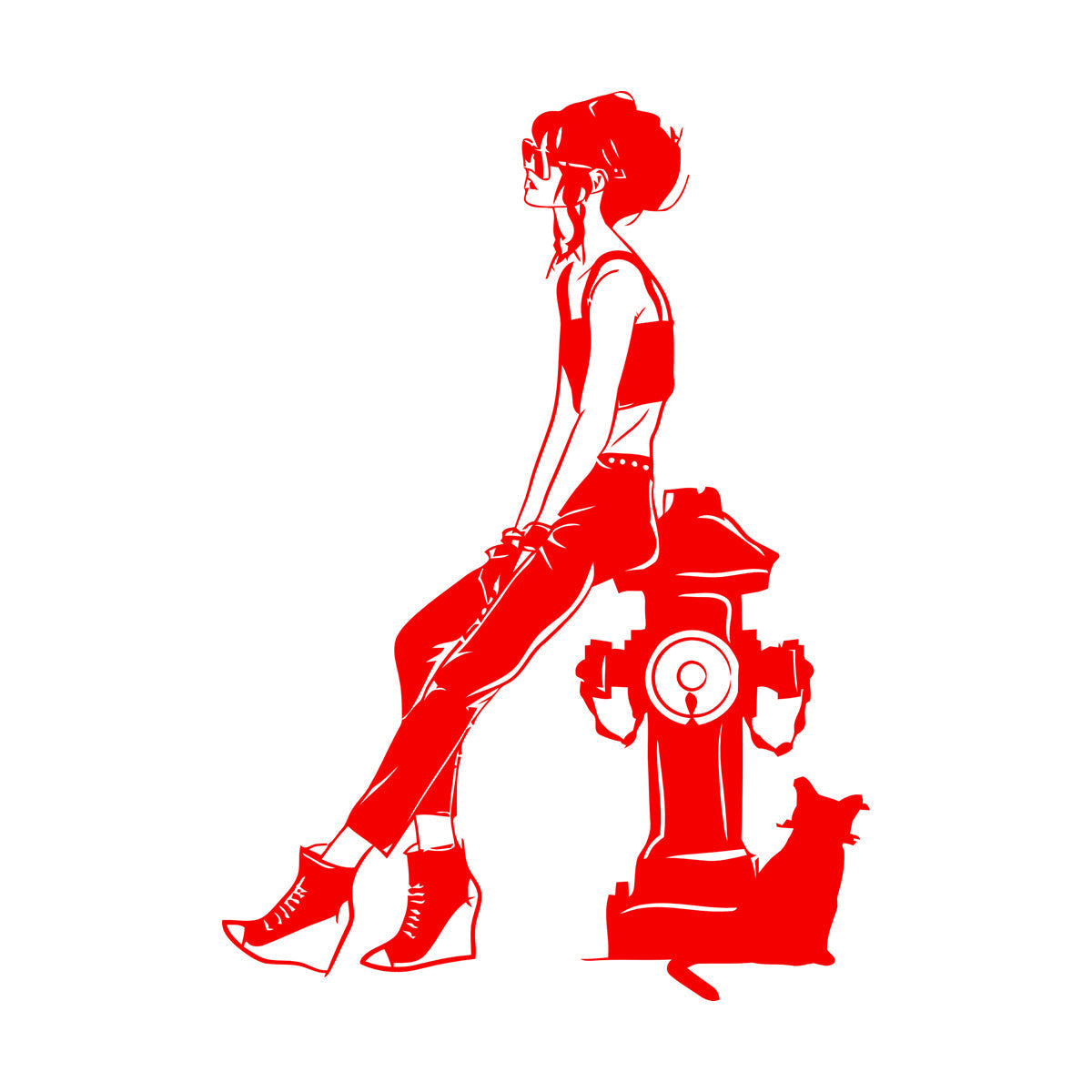 Lettering Decals Fashion Girl With Cat Sketch Drawing Can Modify And Add Information