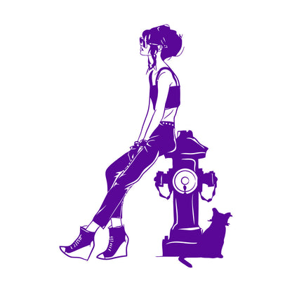 Lettering Decals Fashion Girl With Cat Sketch Drawing Can Modify And Add Information