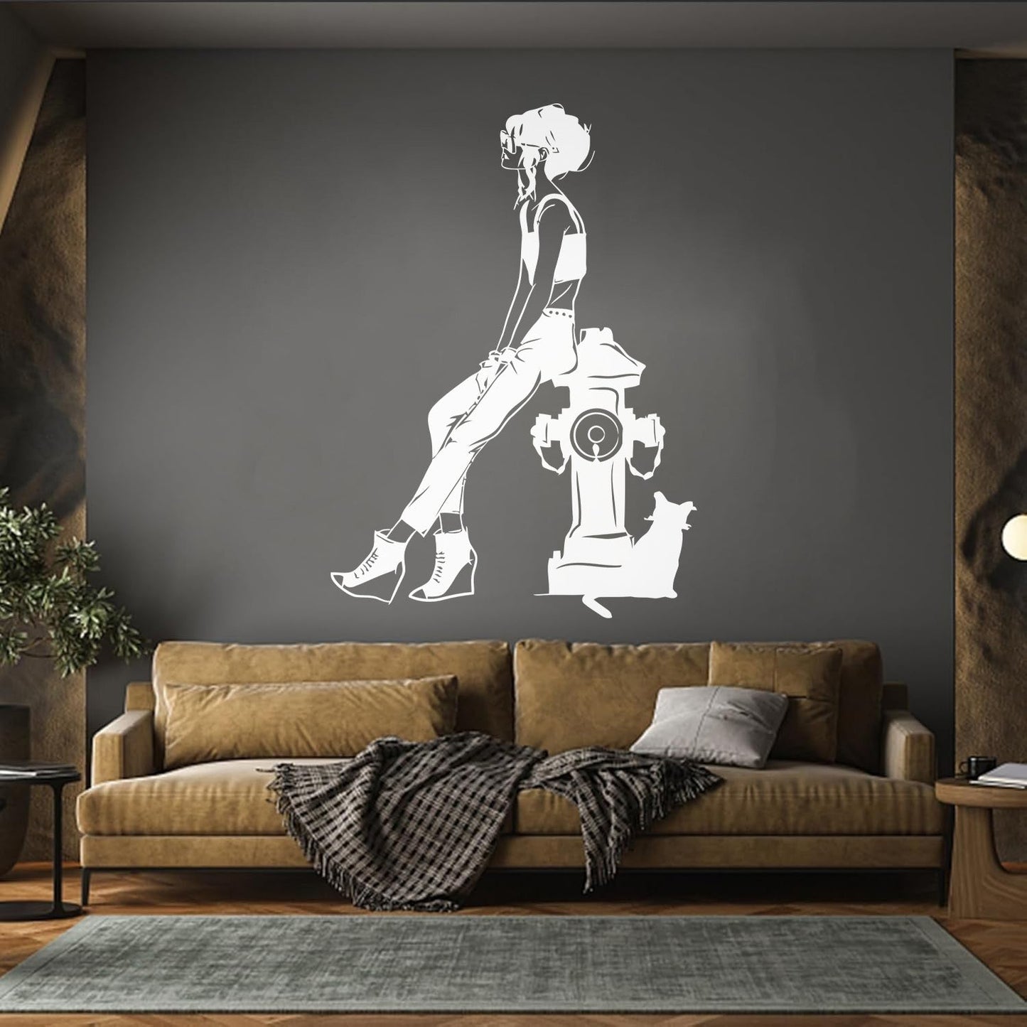 Lettering Decals Fashion Girl With Cat Sketch Drawing Can Modify And Add Information