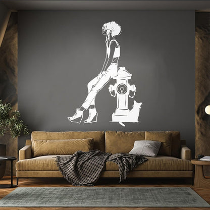 Lettering Decals Fashion Girl With Cat Sketch Drawing Can Modify And Add Information