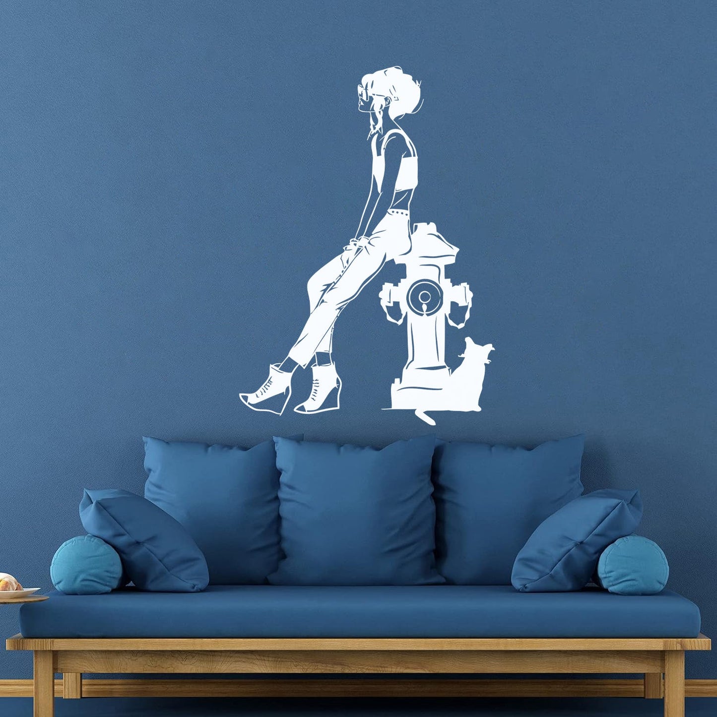 Lettering Decals Fashion Girl With Cat Sketch Drawing Can Modify And Add Information