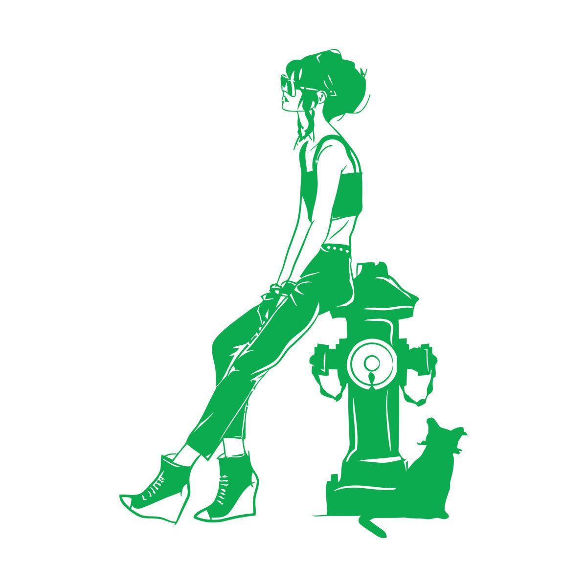 Lettering Decals Fashion Girl With Cat Sketch Drawing Can Modify And Add Information