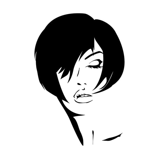 Fashion Model Beautiful Girl Face Beauty Hair Salon Wall Decals Pvc Art Decoration